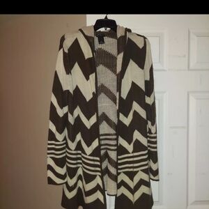 Used New Direction Hooded Cardigan with Hood Wear & Tear XL Geometric patterns
